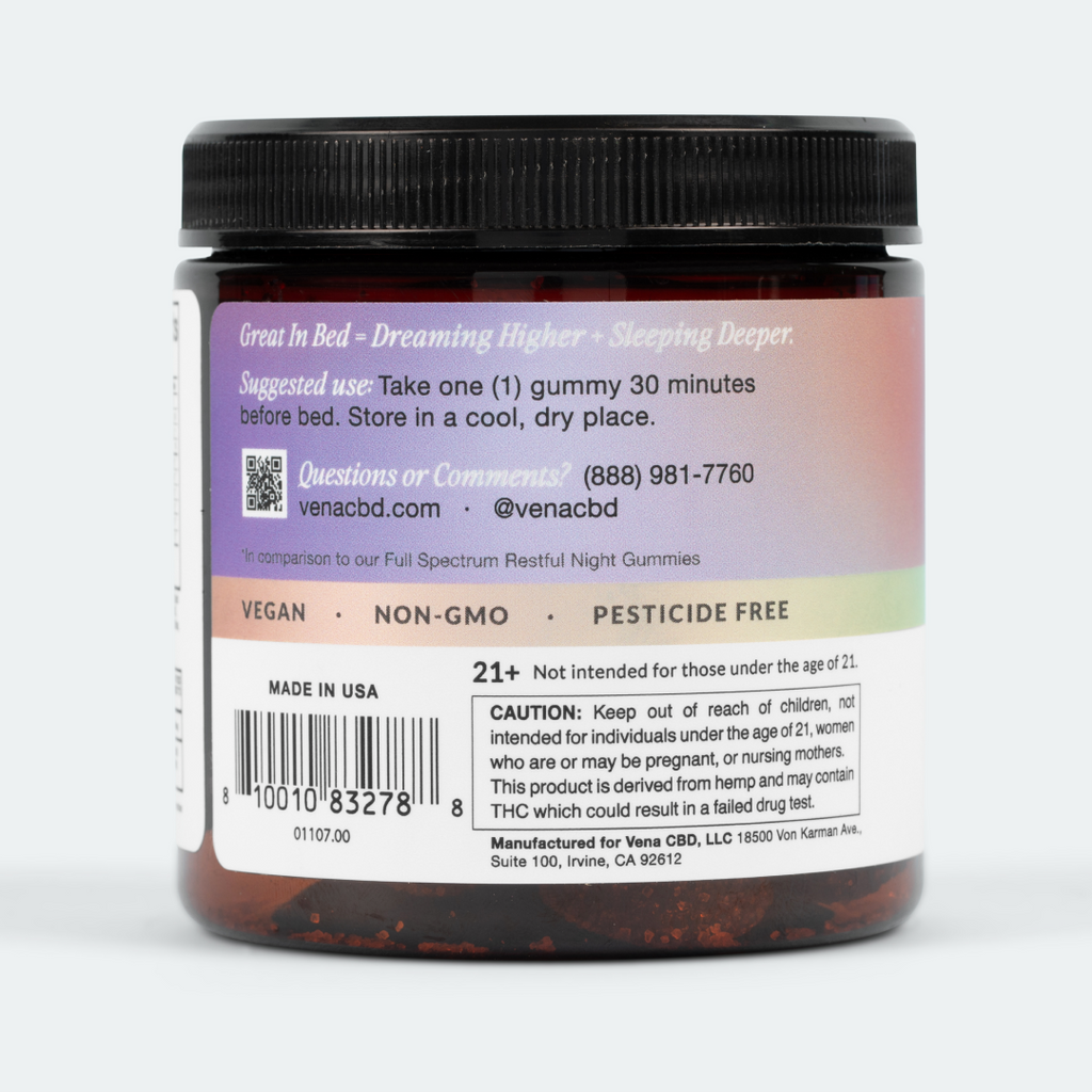 CBD + THC Extra Strength Lights Out Sleep Gummies Vena CBD
