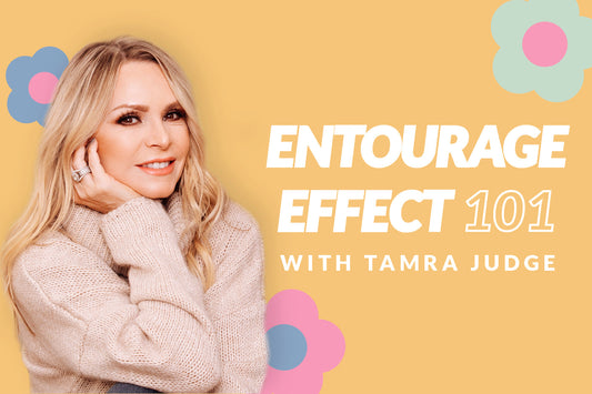 Tamra Judge smiling in a sweater beside the text 'ENTOURAGE EFFECT 101 WITH TAMRA JUDGE'