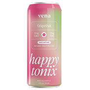 vena Grapefruit slim can labeled 2mg CBD 2mg THC, happy tonix, NON-ALCOHOLIC