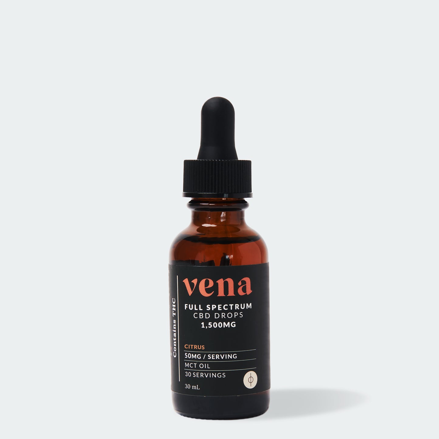 vena FULL SPECTRUM CBD DROPS 1,500MG — CITRUS, 50MG / SERVING, MCT OIL, 30 SERVINGS, 30 mL bottle
