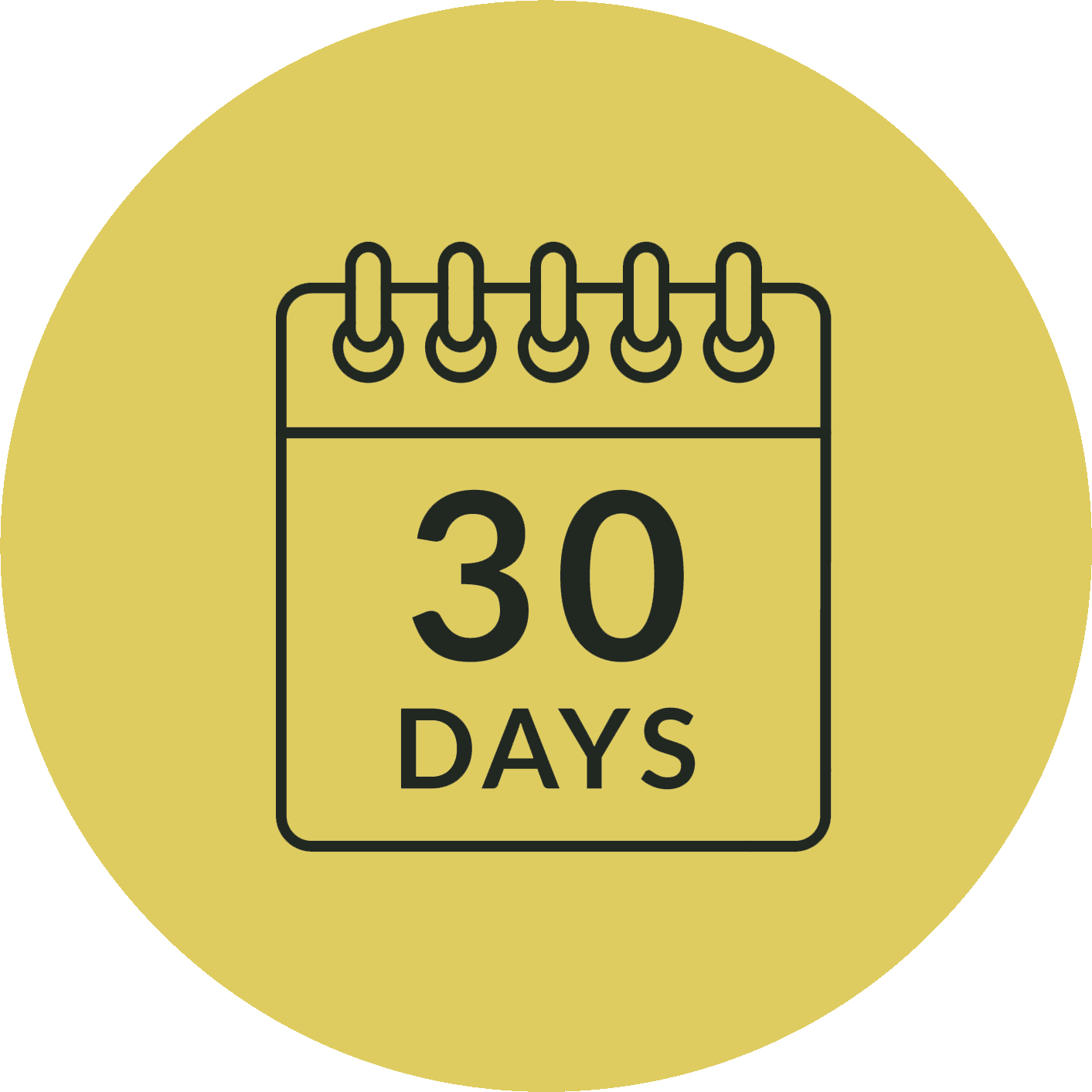 30-day money-back guarantee logo with a calendar icon